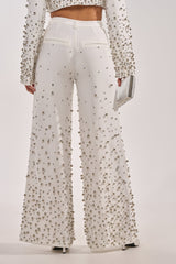 GET CLOSER EMBELLISHED TROUSER IN WHITE