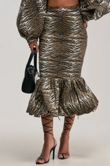 INTO THE WILD ZEBRA MIDI SKIRT