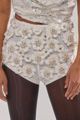 ROSE PETAL HOT SHORT IN WHITE