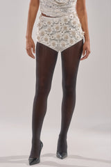 ROSE PETAL HOT SHORT IN WHITE