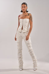 IT GETS EASIER STACKED CARGO PANT IN WHITE