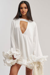 GIRLY GIRL SATIN MINI DRESS IN WHITE