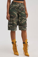 LUXURIOUS CAMO BERMUDA CARGO SHORTS