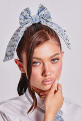 DENIM AND DIAMONDS HAIR BOW