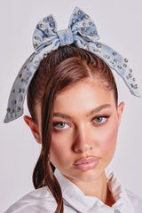 DENIM AND DIAMONDS HAIR BOW