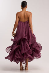 BUDDING ROMANCE ABSTRACT MAXI DRESS IN PURPLE