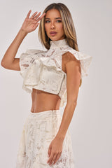 EMMA EMBROIDERED CROPPED BLOUSE