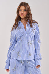 SWEET DREAMS RHINESTONE POPLIN BUTTON DOWN