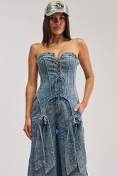 DREAMING BIG PAISLEY DENIM CORSET