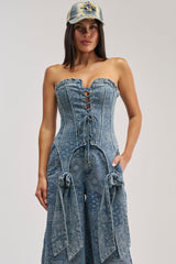 DREAMING BIG PAISLEY DENIM CORSET
