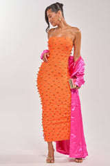 SERVING LOOKS STRAPLESS STUDDED MIDI DRESS