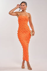 SERVING LOOKS STRAPLESS STUDDED MIDI DRESS