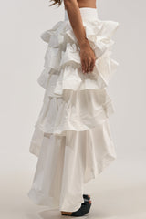 ELEGANT QUEEN ASYMMETRICAL SKIRT IN WHITE