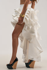 ELEGANT QUEEN ASYMMETRICAL SKIRT IN WHITE