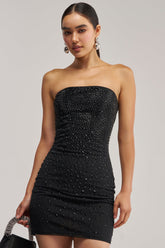 CALL IT CHEMISTRY RHINESTONE MINI DRESS IN BLACK