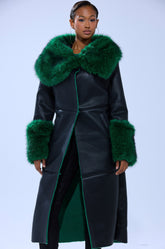 SEEING GREEN FUR TRIM TRENCH