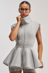LOTTIE NEOPRENE PEPLUM VEST IN HEATHER GREY