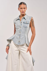 HIGH LOW DENIM VEST