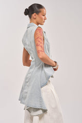 HIGH LOW DENIM VEST