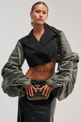 MIXED FEELINGS RUCHED SLEEVE BLAZER