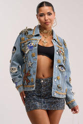 IN PLAIN SIGHT EMBELLISHED DENIM JACKET