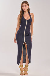 JADA ZIP UP DENIM MAXI DRESS