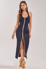 JADA ZIP UP DENIM MAXI DRESS