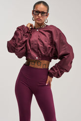 TAKE IT EASY CROPPED BOMBER IN BURGUNDY