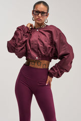 TAKE IT EASY CROPPED BOMBER IN BURGUNDY