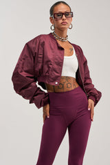 TAKE IT EASY CROPPED BOMBER IN BURGUNDY