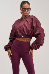 TAKE IT EASY CROPPED BOMBER IN BURGUNDY