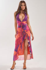MI AMOR HALTER LACE MAXI DRESS