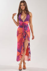 MI AMOR HALTER LACE MAXI DRESS