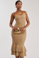 LINSEY MAXI KNIT DRESS IN BROWN