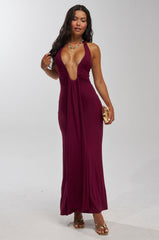 MAKE YOU LOSE YOUR MIND MAXI DRESS IN BURGUNDY