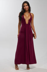 MAKE YOU LOSE YOUR MIND MAXI DRESS IN BURGUNDY