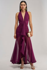 SWEET SUNSET MESH MAXI DRESS IN PLUM