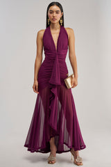 SWEET SUNSET MESH MAXI DRESS IN PLUM