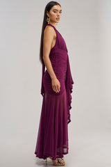 SWEET SUNSET MESH MAXI DRESS IN PLUM