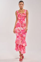BODY LANGUAGE MESH MAXI DRESS IN PINK