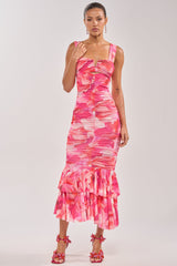 BODY LANGUAGE MESH MAXI DRESS IN PINK