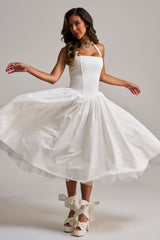 SUNDAY AFTERNOON POPLIN MIDI DRESS IN WHITE