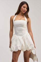 BALLERINA POPLIN MINI DRESS IN WHITE