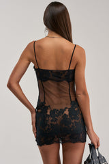 LOVING ON YOU LACE MINI DRESS IN BLACK