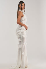 PARTY FAVOR RUFFLE MAXI DRESS IN WHITE