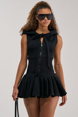 REBEL WITH A CAUSE HOODED MINI DRESS IN BLACK