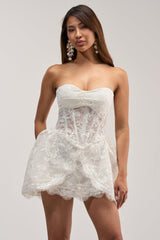 BACHELORETTE LACE MINI DRESS IN IVORY