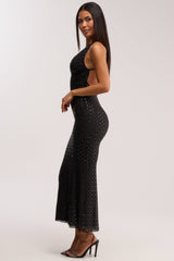 MISTY RHINESTONE MAXI DRESS IN BLACK