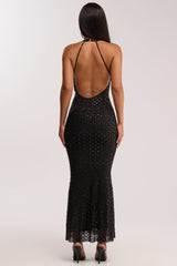 MISTY RHINESTONE MAXI DRESS IN BLACK