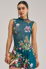 ISLAND TIME SLEEVELESS MESH BODYSUIT